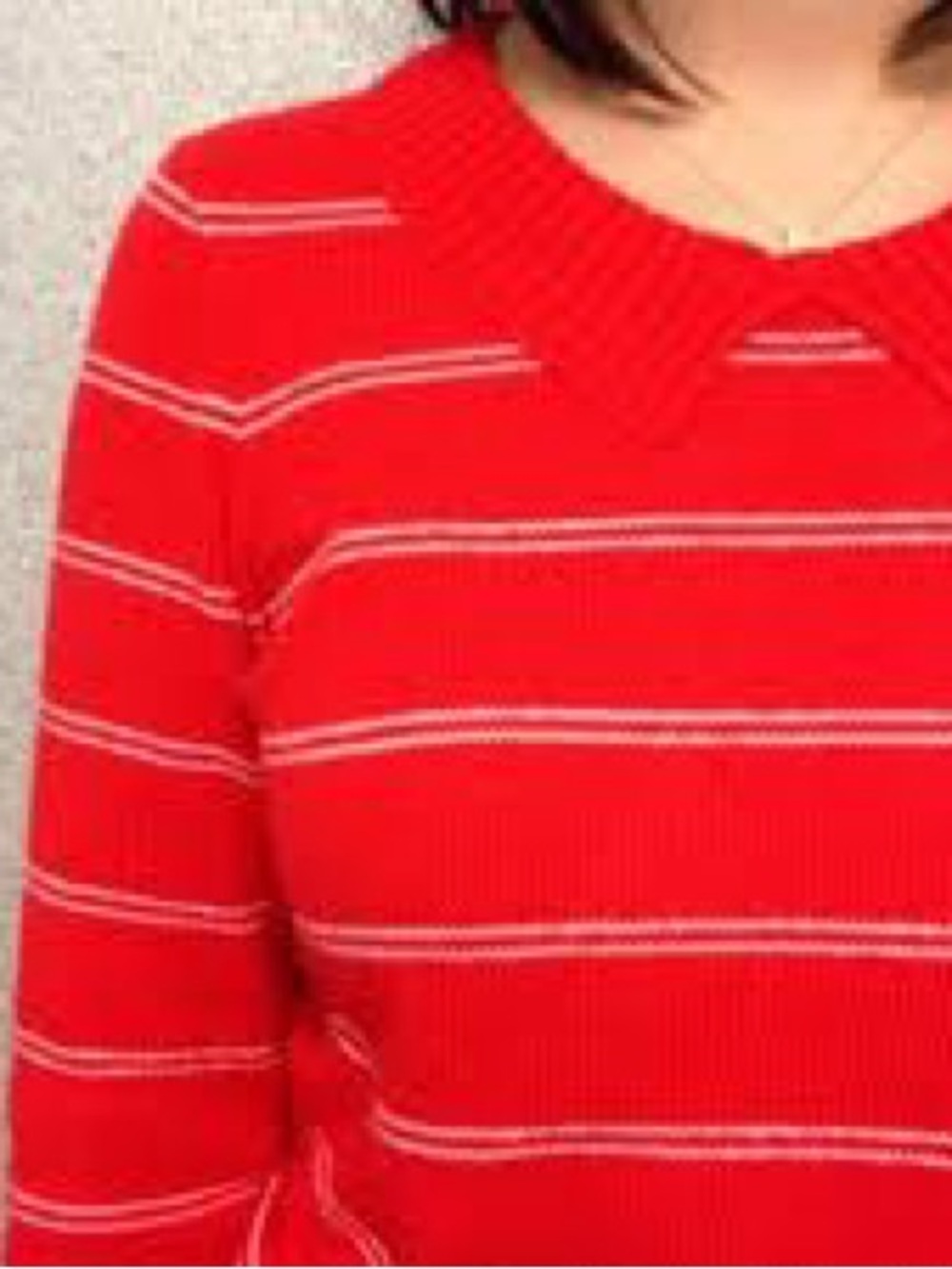 Madewell Red Sweater with White Stripes and Collar